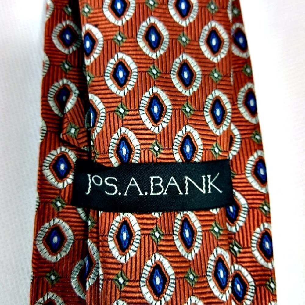 Jos A Bank Men's Bronze Multicolor Diamond Silk Tie 3½"x60"